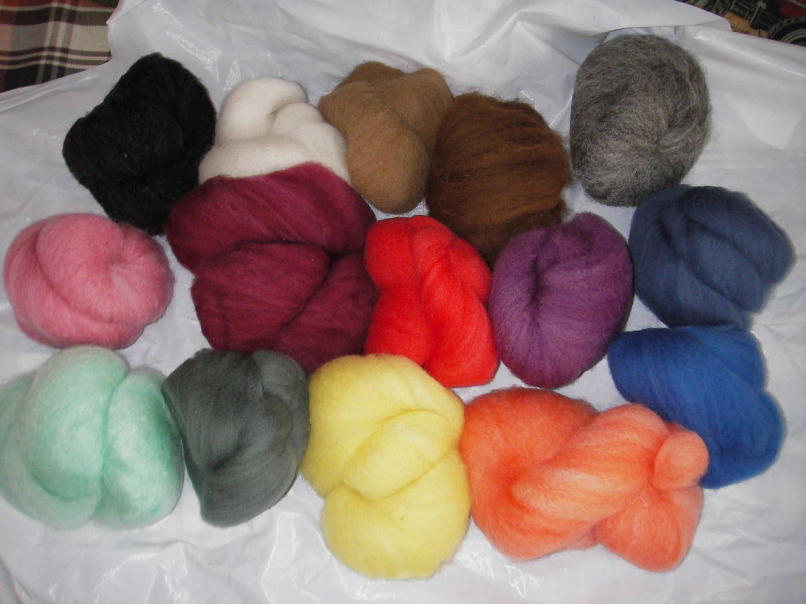The variety of dyed wool available at Dry Creek Ranch!